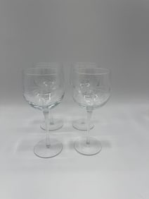 Set of Four Etched Crystal Wine Glasses