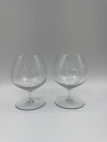 Pair of Etched Brandy Snifters