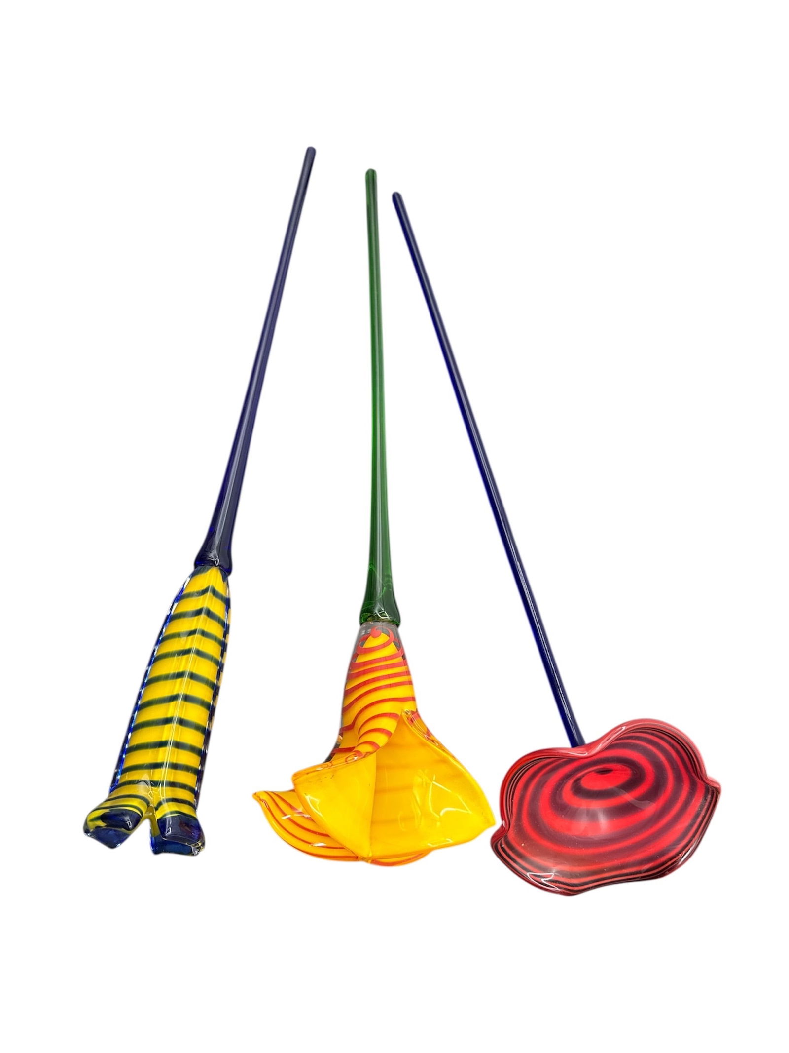 Murano Glass Garden Stakes, Set of Three Hand-Blown Italian Art Glass Sculptures (1 of 2)