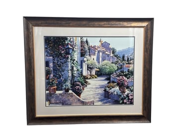 Howard Behrens “Old World Charm?? Framed Art Print – European Street Scene, Impressionist Style