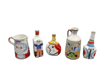 RARE  DeSimone Italy Hand-Painted Ceramic Pitcher Set – Mid-Century Italian Art Pottery