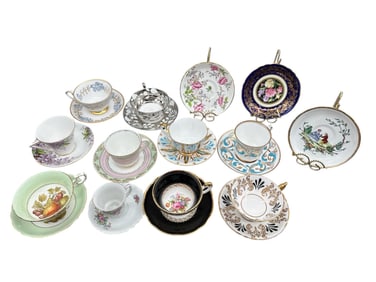 Collection of Royal Chelsea English Bone China Miniature Plates and Cups – Made in England