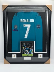 Cristiano Ronaldo "Bicycle Kick" Signed Real Madrid Jersey Framed