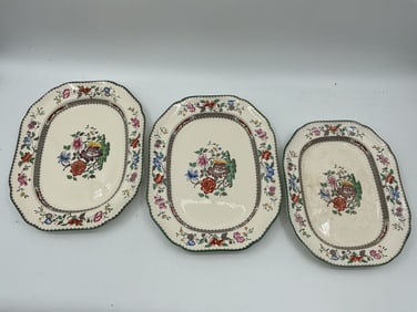 Spode England Chinese Rose Plates, Set of Three