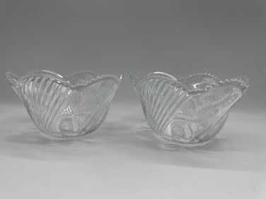 Pair of Etched Glass Bowls