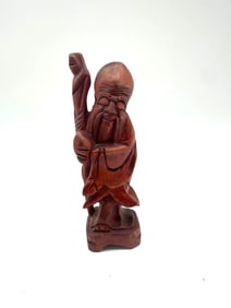 Hand-Carved Wooden Figure of Shou Xing