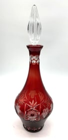 Cut to Clear Red Crystal Decanter with Stopper