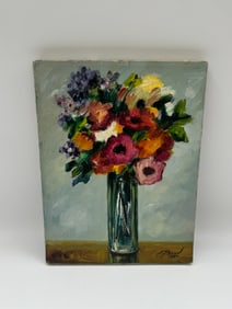 J. Baron, Floral Still Life, Oil on Canvas, 1980