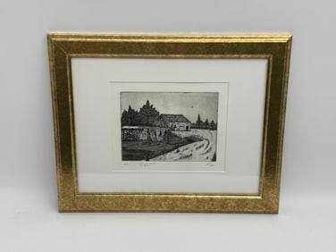 Framed Etching, Country Scene, Signed and Numbered