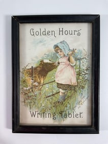 Antique "Golden Hours Writing Tablet" Lithograph Advertisement - Box 12