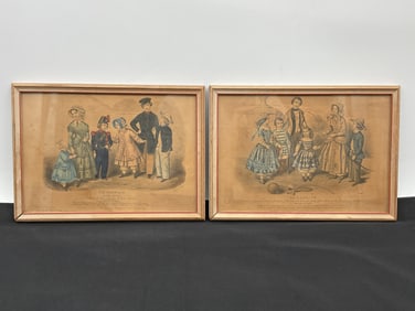 Pair of Hand-Colored French Fashion Engravings