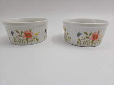 Set of Two Floral Porcelain Ramekins