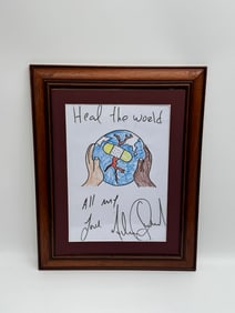 "Heal the World" by Michael Jackson  Signed Drawing