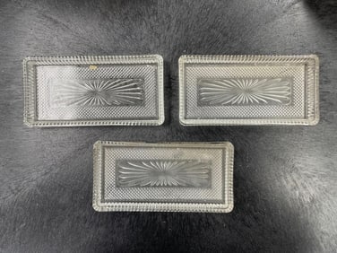 Set of Three Vintage Pressed Glass Butter Dishes or Trays