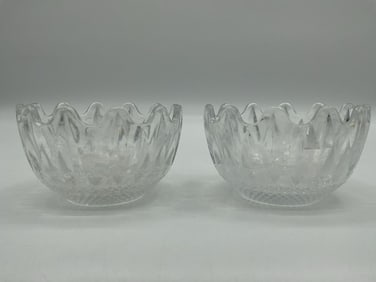 Pair of Vintage Clear Glass Ruffled Nut Bowls