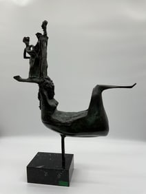 Abstract Bronze Sculpture of Three Figures - Oscar Estruga