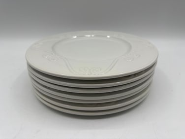 White Embossed Porcelain Dinner Plate Set - Euro Ceramica Portugal