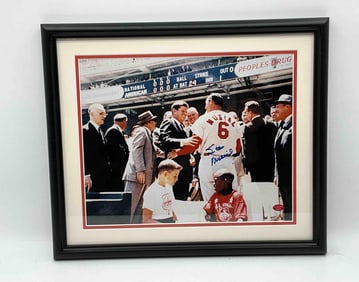 Stan Musial next to President John F Kennedy Signed Photograph  by Stan Musial
