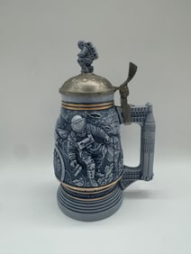 Space Exploration Astronaut Lidded Stein with Rocket Handle, Relief Decor