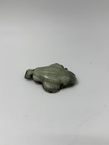 Mexican Sterling Silver Fish Brooch with Nephrite Inlay