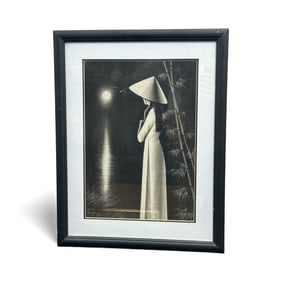 Framed Print of Woman in Traditional Vietnamese Dress