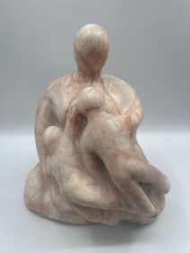 Modern Abstract Stone Sculpture of Parent and 2 Children