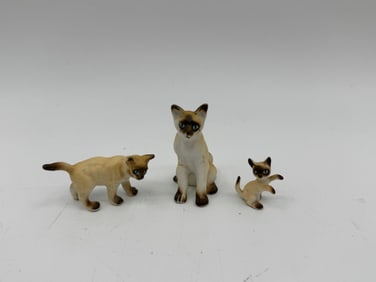 Three Miniature Porcelain Siamese Cats