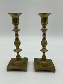 Pair of Antique Brass Candlestick Holders