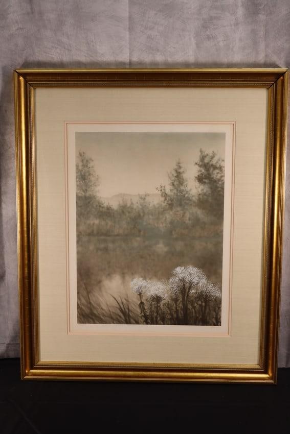 Paul Michel Gagnon(Canada, B.1950) Lithograph: This is a limited edition lithograph signed by the artist and numbered 324/350, featuring a serene landscape scene. The signature is located on the lower portion of the artwork.Medium: Lithograph Dime