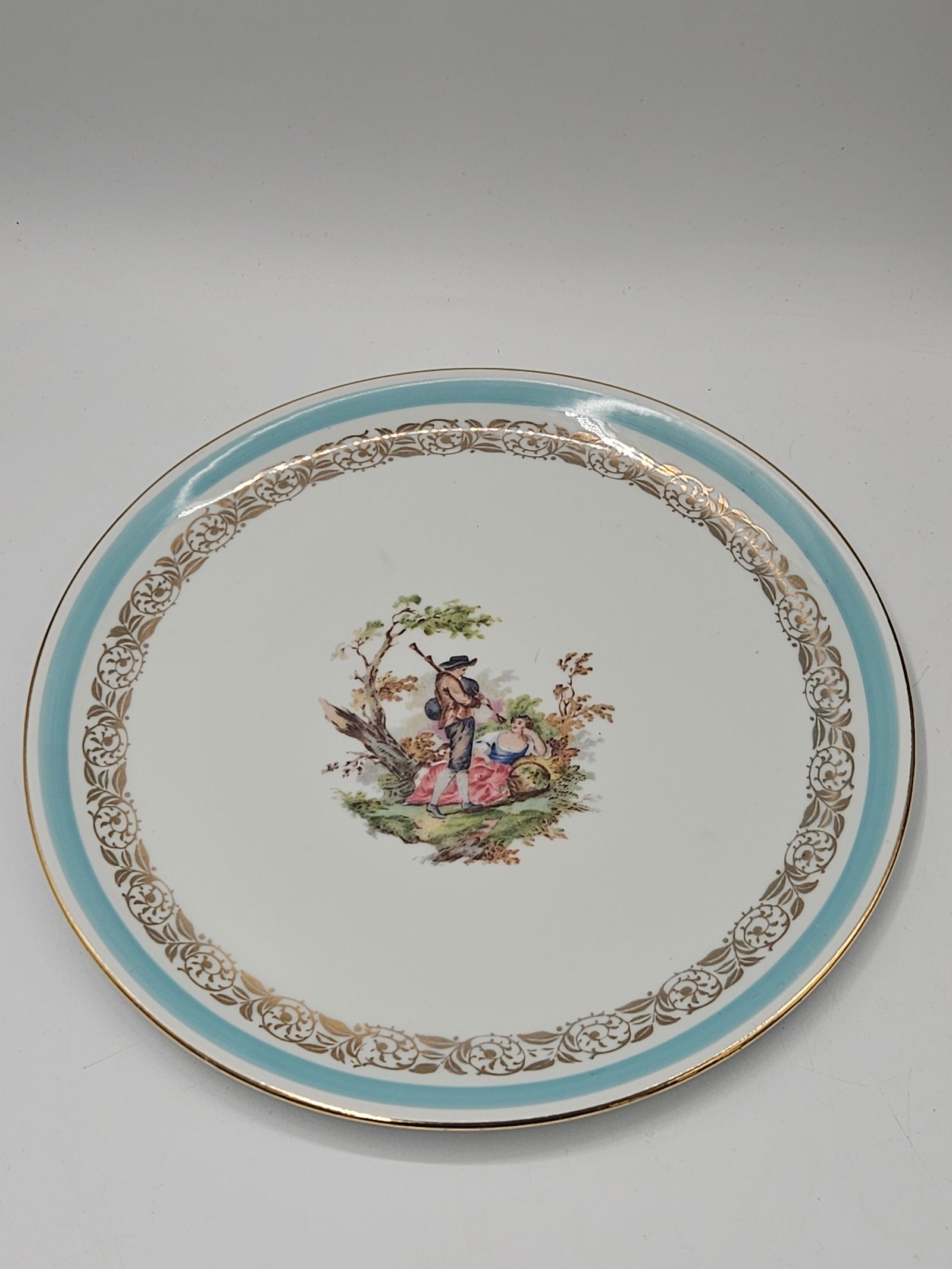 AICO France Decorative Porcelain Plate with Rococo Scene