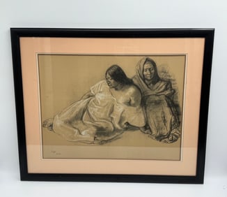 "Dos Mujeres" by Francisco Zuniga (Costa Rica/ Mexico, 1912-1998) Lithograph