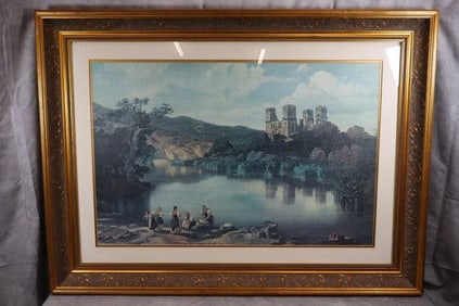 Castle over lake, print