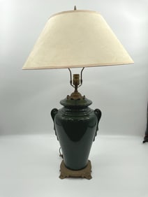 Vintage Green Ceramic Table Lamp with Shade