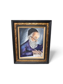 Framed Oil on Canvas Portrait of a Rabbi, Late 20th Century