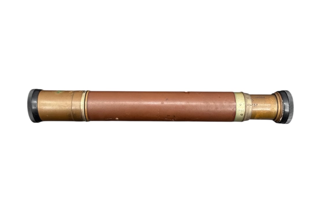 Antique J. H. Steward Ltd. London Leather-Wrapped Brass Telescope – No. 573B – 15-inch Naval / (1 of 3)