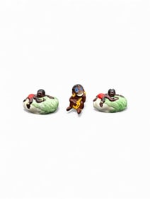 Vintage Black Americana Ceramic Figurines – Set of Three “Cabbage Patch Bathers?? Miniature