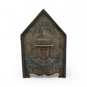 Antique Hand-Carved Wooden Tavern Sign “Old Jack Tar – Flint’s Ales?? Nautical Folk Art