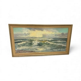 Mark Redon Signed Seascape Oil Painting Framed Coastal Ocean Waves Artwork