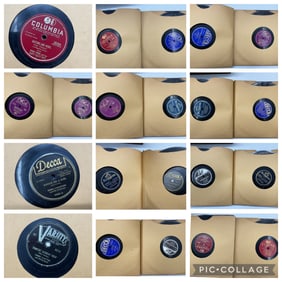 Vintage 78 RPM Record Album Set with Columbia, Decca & Varied Labels – Early 20th Century