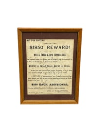 Framed Antique $1850 Reward Broadside Poster – Vintage Wanted & Bounty Notice Print