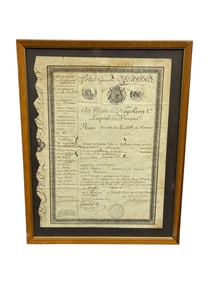 Framed French Police Certificate “Police Générale – Au Nom de Napoléon I?? Document