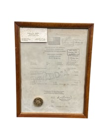 Framed U.S. Naturalization Certificate – Mid-20th Century Citizenship Document with Official Seal