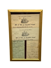 Framed 19th Century Bill of Sale for Enrolled Vessel – Maritime Legal Document