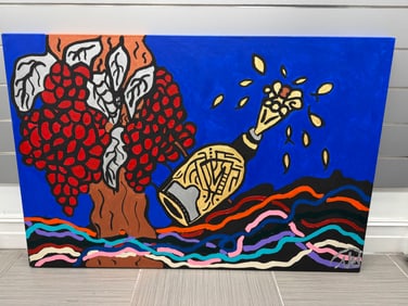 Abstract Champagne Bottle Still Life Painting