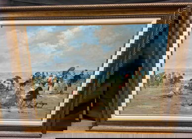 Beach Scene by Jaques Deveau (France, b.1937) Oil on Canvas