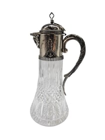 Cut crystal and silver plate claret jug