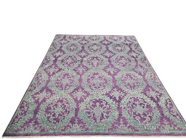 Teal on Purple Wool Rug, India