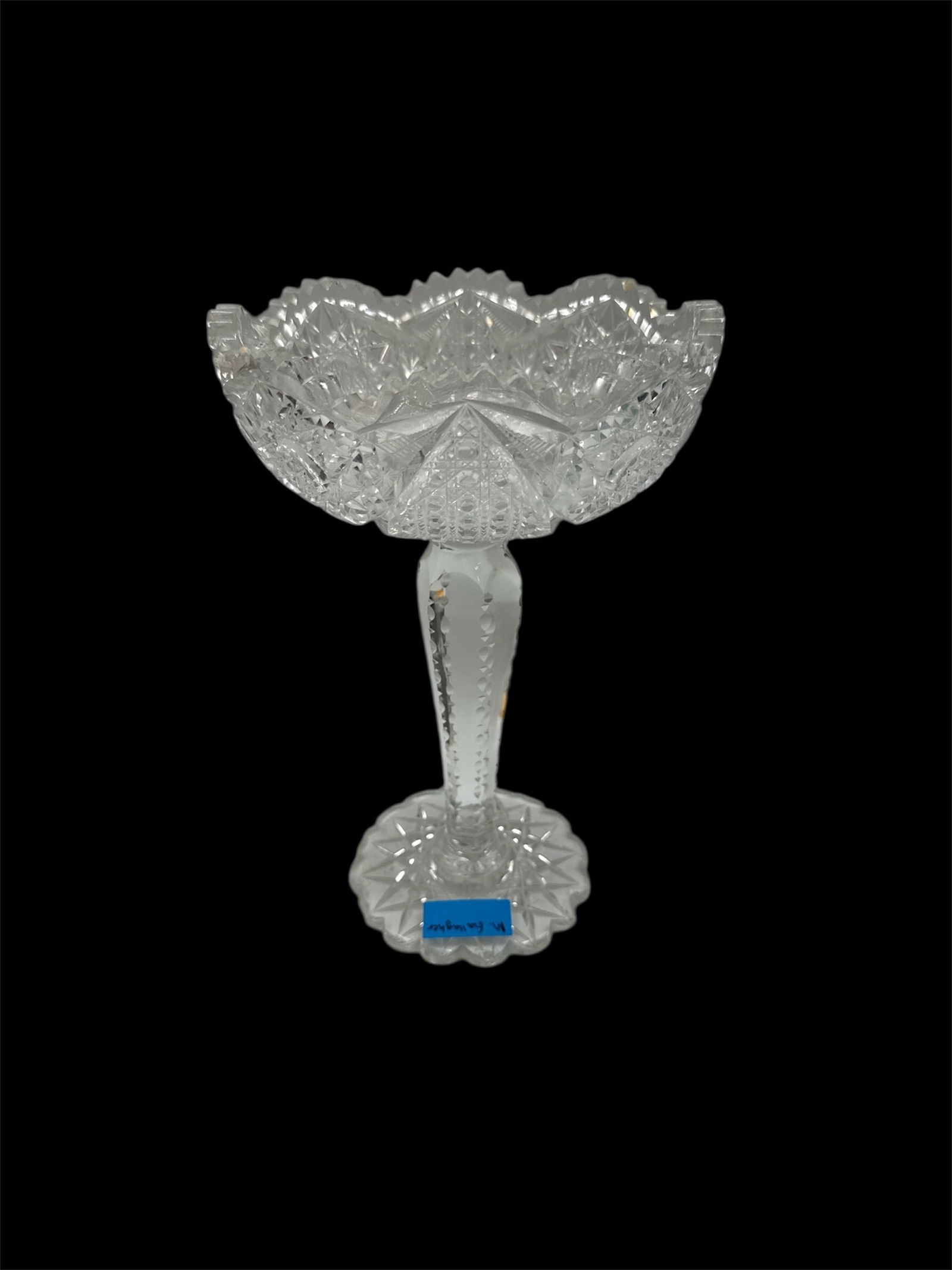 Vintage ABP American Brilliant Period Cut Glass Tall Pedestal Compote: tbd