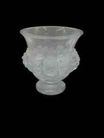 Lalique France Dampierre Frosted Crystal Sparrow Vase