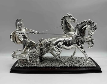 Laminato Argento Italian Silver Plated Chariot Sculpture